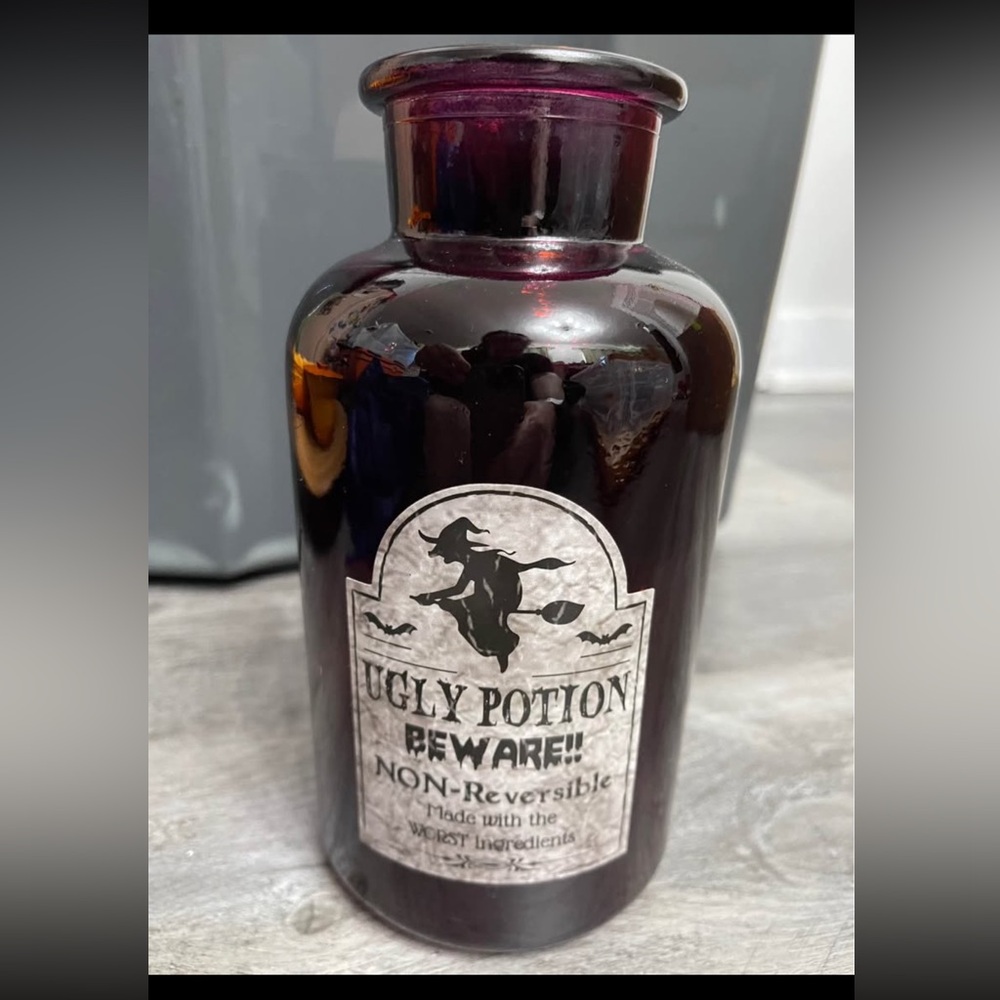 Halloween decor - purple glass jar lantern